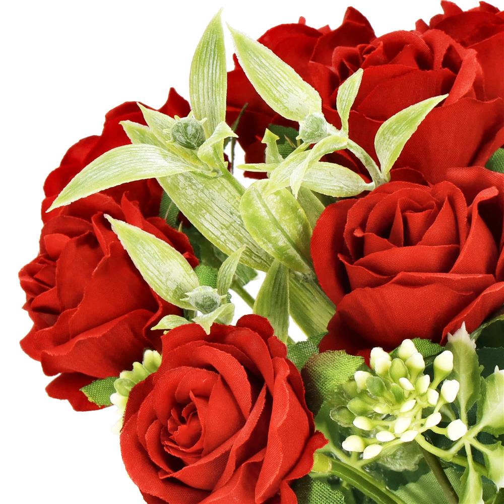 Buchet de flori artificiale din poliester, 10 fire trandafiri, 30cm, rosu
