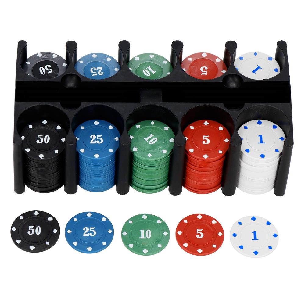 Set de Poker Complex cu 200 de jetoane, covoras verde, 2 seturi de carti, in cutie metalica