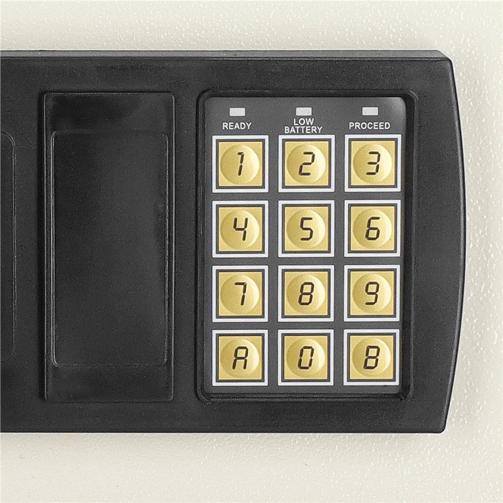 Seif electronic standard cu cifru si cheie, 200x300x200 mm, Otel, Bej