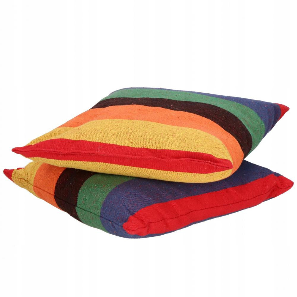 Hamac tip leagan suspendat pentru casa sau gradina HM47, multicolor cu perne, 130x100cm, 150kg