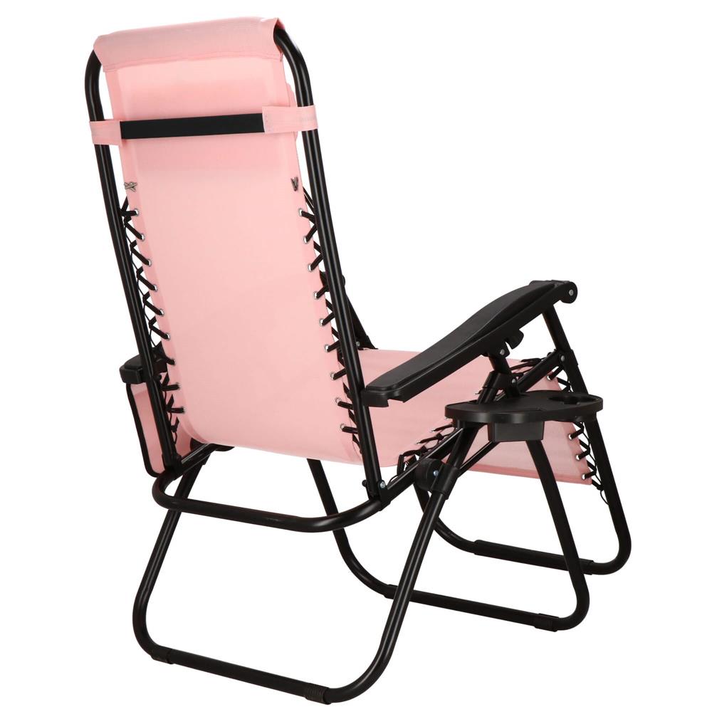 Sezlong scaun pliant plaja sau gradina, Siesta, gravitatie zero, cu tetiera, 175x67x110 cm, roz