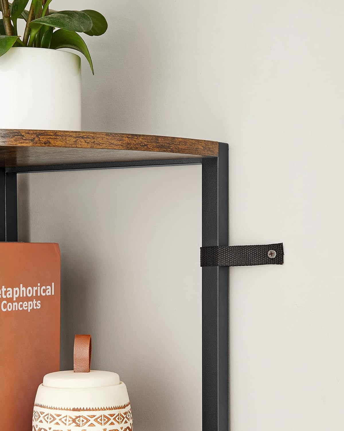 VASAGLE Biblioteca de colt cu 5 etaje, cadru metalic, stil industrial, 30x30x160 cm, maro rustic