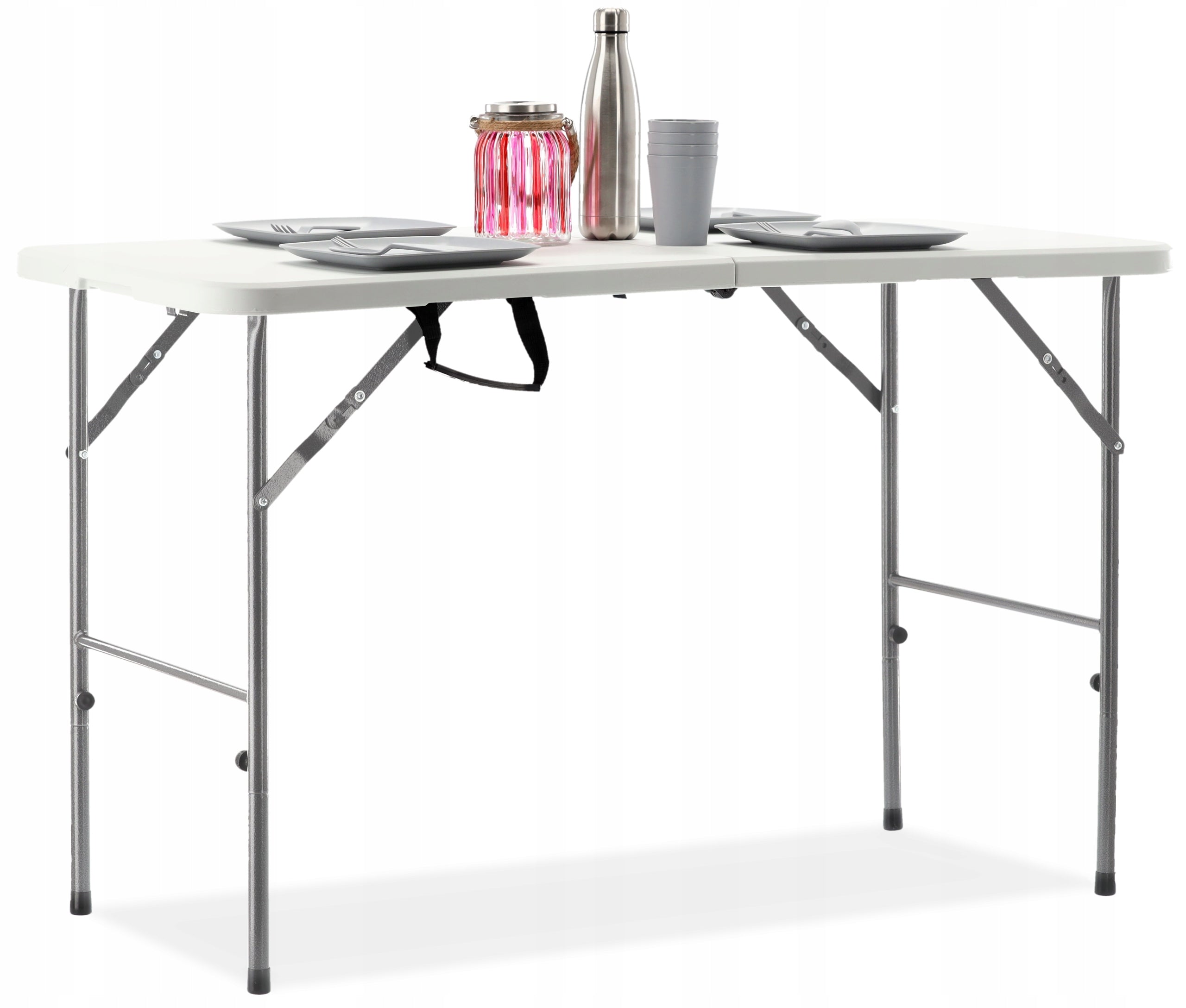 Masa dreptunghiulara pliabila multifunctionala, reglabila pe inaltime, 120x75x60cm, alba