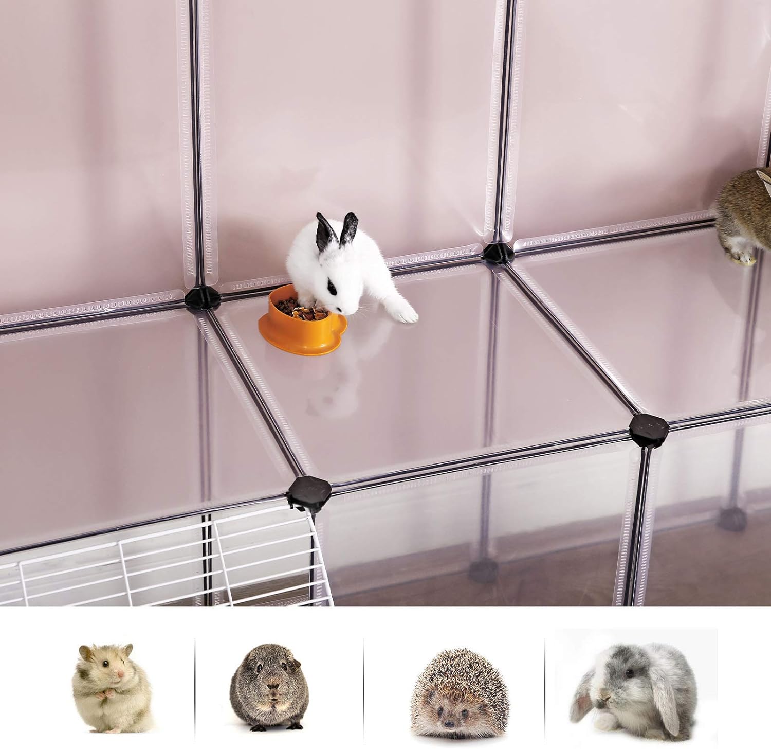 SONGMICS Tarc pentru animale mici rozatoare, din plastic, modulara DIY, 143x108x92cm, alb