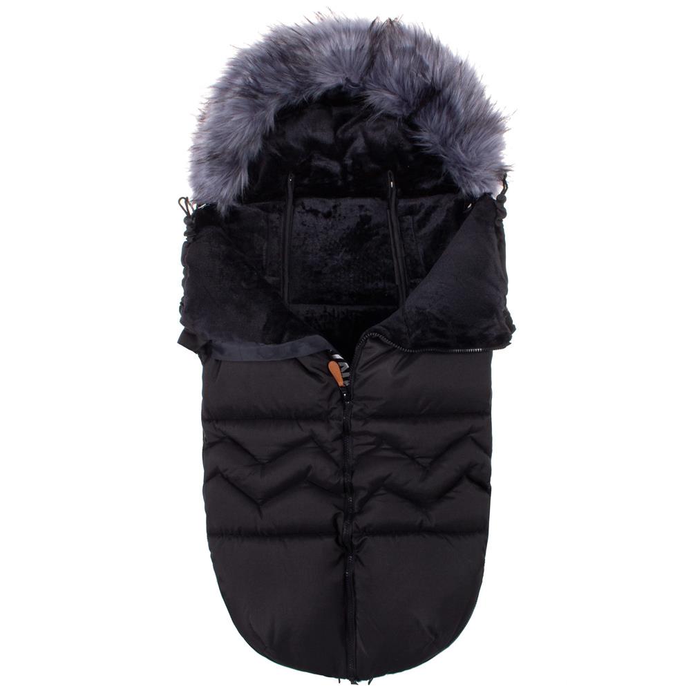 Sac iarna de bebelusi pentru carucior, marime universala, cu gluga, 90x45cm, negru