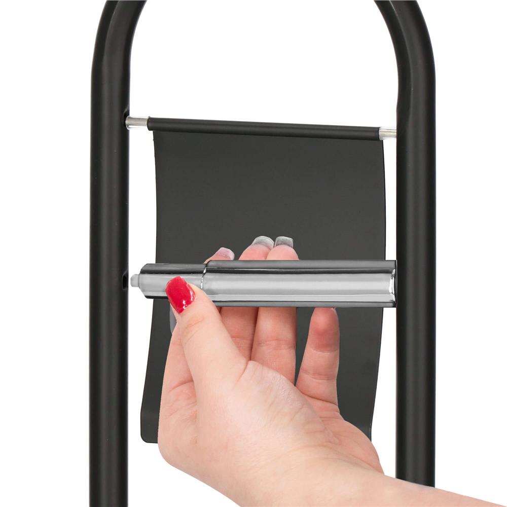 Stand cu perie WC si suport hartie igienica, metal, 80cm, negru mat