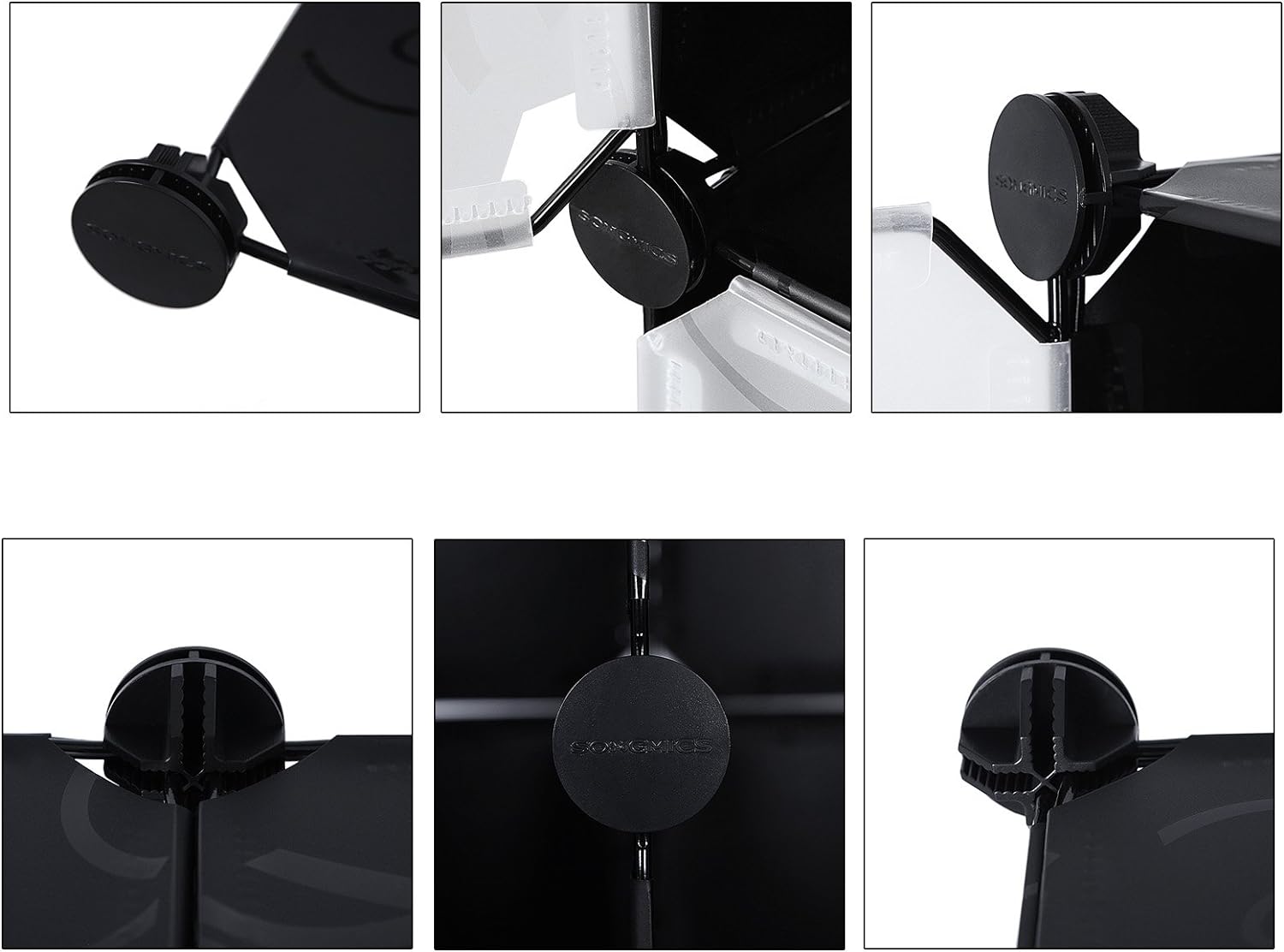 SONGMICS Dulap de depozitare modular, 12 compartimente inchise, 2 sine pentru umerase, 178x143x36cm, negru si alb