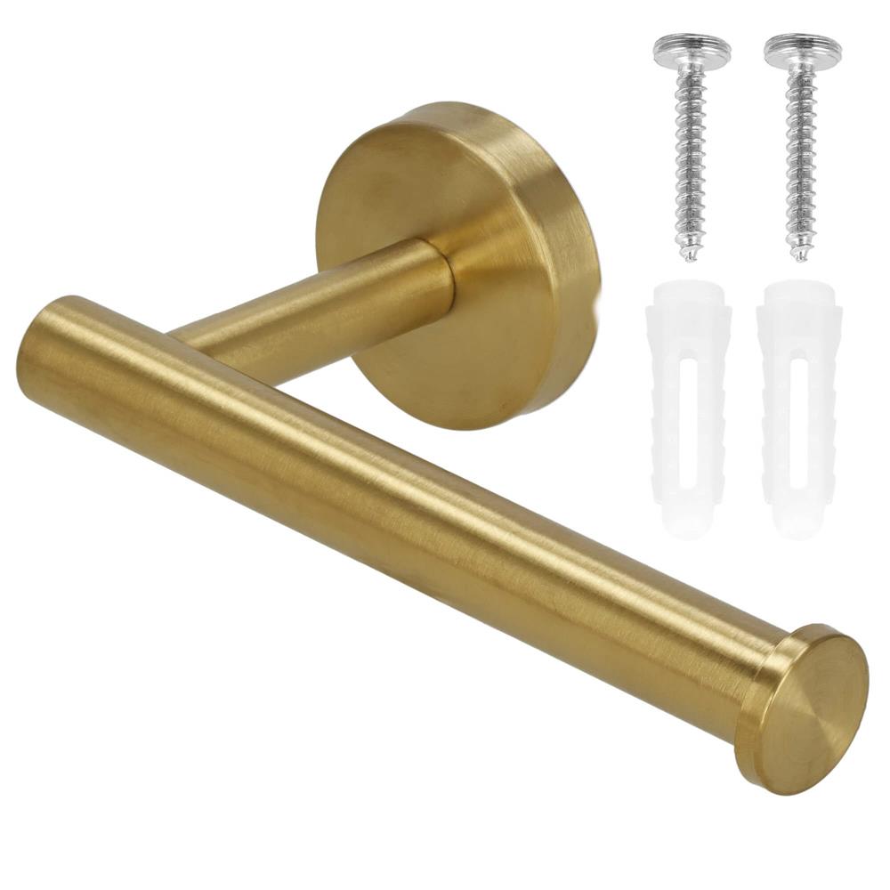 Suport hartie igienica din otel, sistem montare inclus, 16cm, auriu perlat