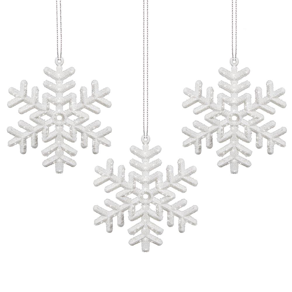 Decoratiune brad fulg de zapada, set 3 bucati, 8cm, alb