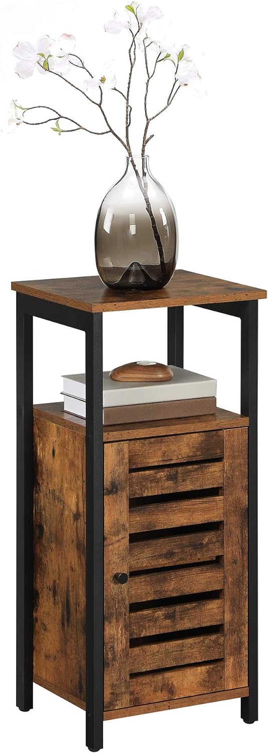 VASAGLE Dulap de depozitare tip noptiera, pentru dormitor sau living, stil industrial, 37x30x81cm, maro rustic