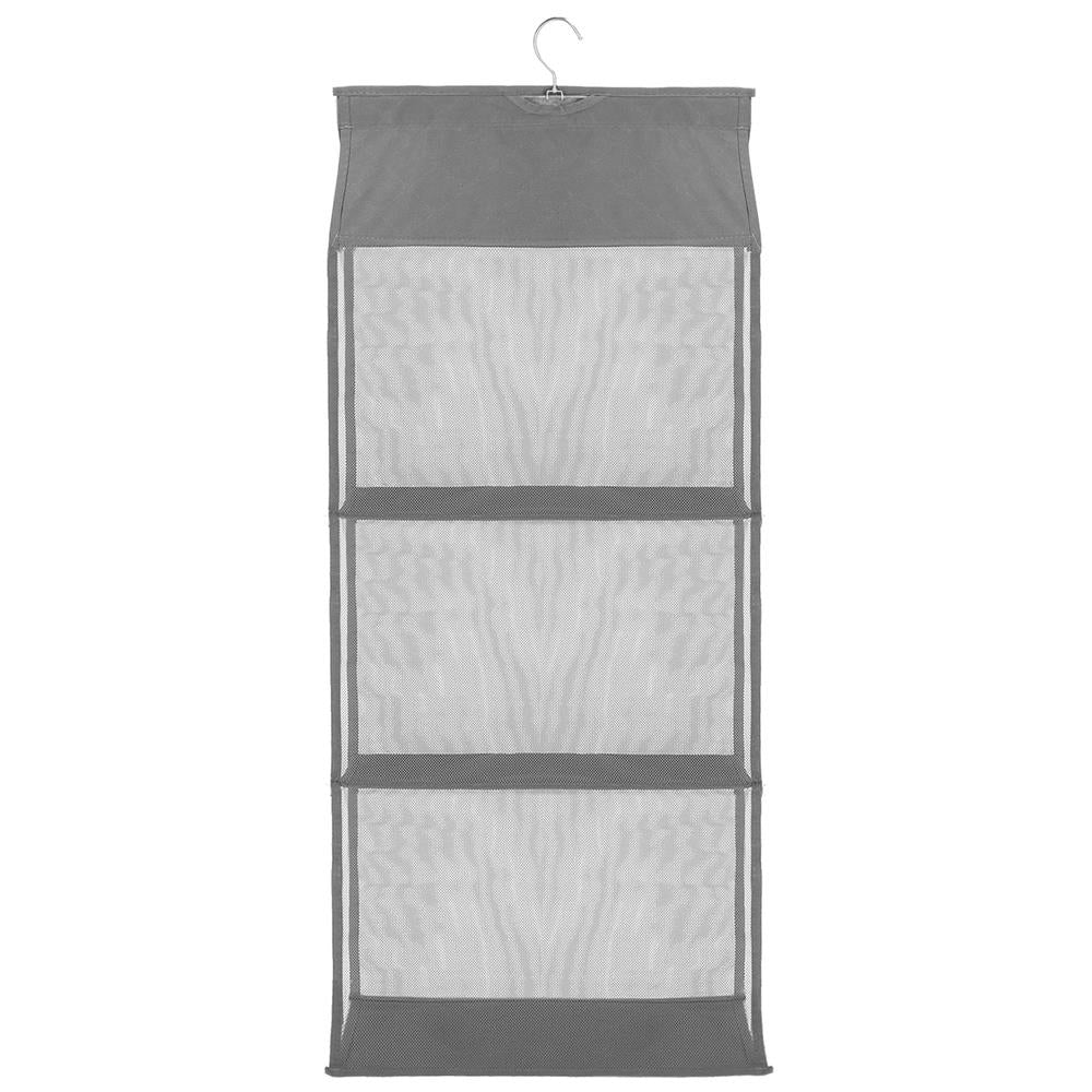 Organizator dulap posete Sersimo, 3 compartimente, textil, gri