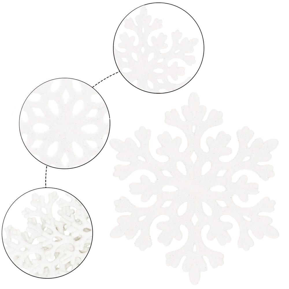 Decoratiune brad fulg de zapada, set 8 bucati, 8cm, alb
