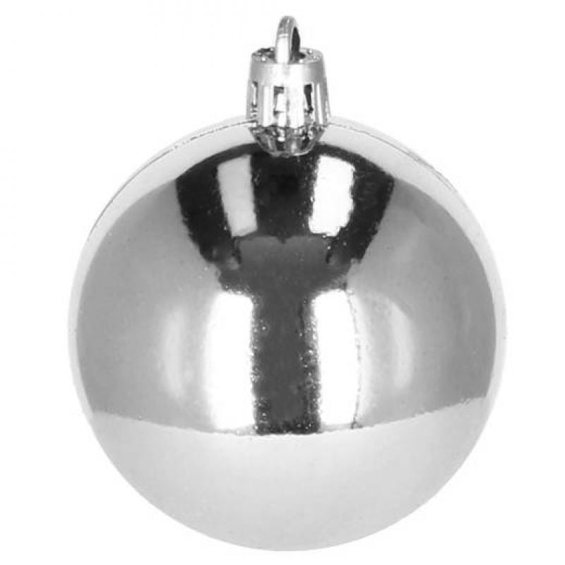 Set globuri si decoratiuni de Craciun, 51 piese, diverse dimensiuni, argintiu