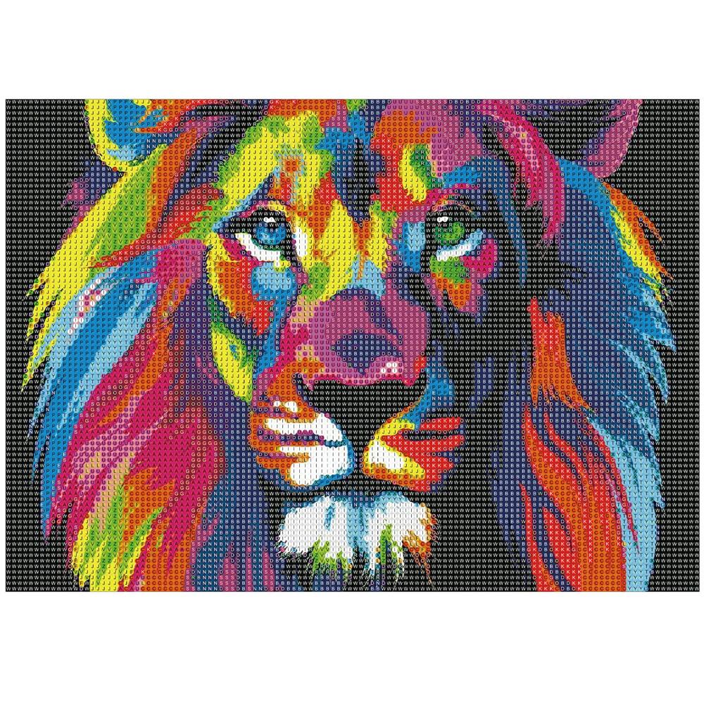 Set de broderie cu diamante 5D, 30x40cm, model Leu