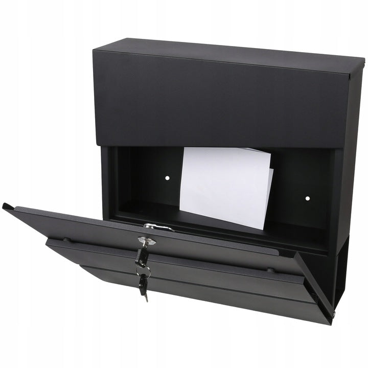 Cutie postala de exterior, pentru gard sau perete, din otel zincat, cu incuietoare, 37x11x37cm, gri