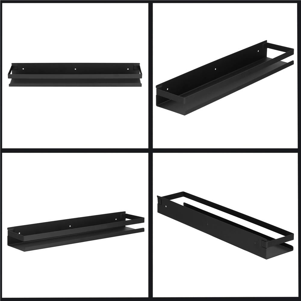 Raft de baie cu 2 sisteme instalare pe perete, aluminiu, 50x10x6cm, negru