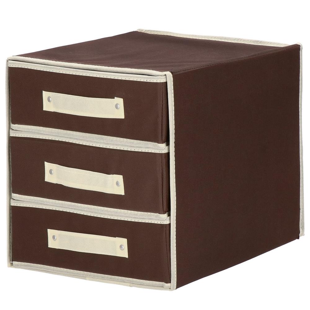Organizator dulap tip lada cu 3 sertare, Sersimo, textil, maro