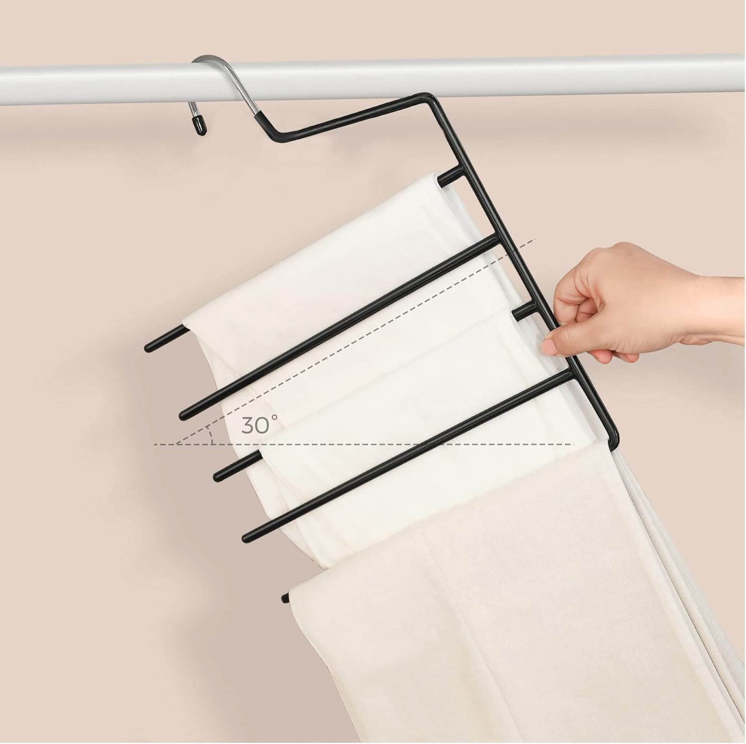 SONGMICS Set de 4 umerase pentru pantaloni, cu 5 bare, 32x35cm, negru - 7