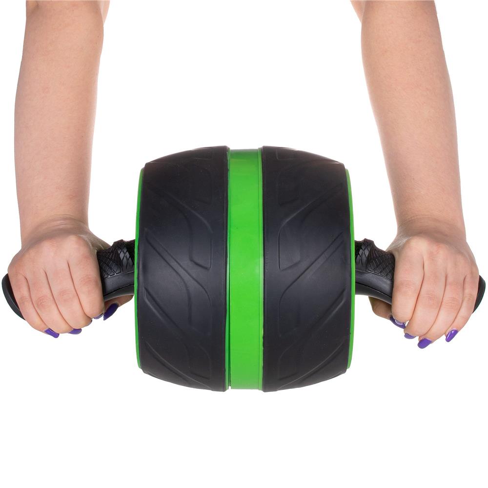 Aparat fitness tip roata pentru abdomene cu covor din spuma, negru verde