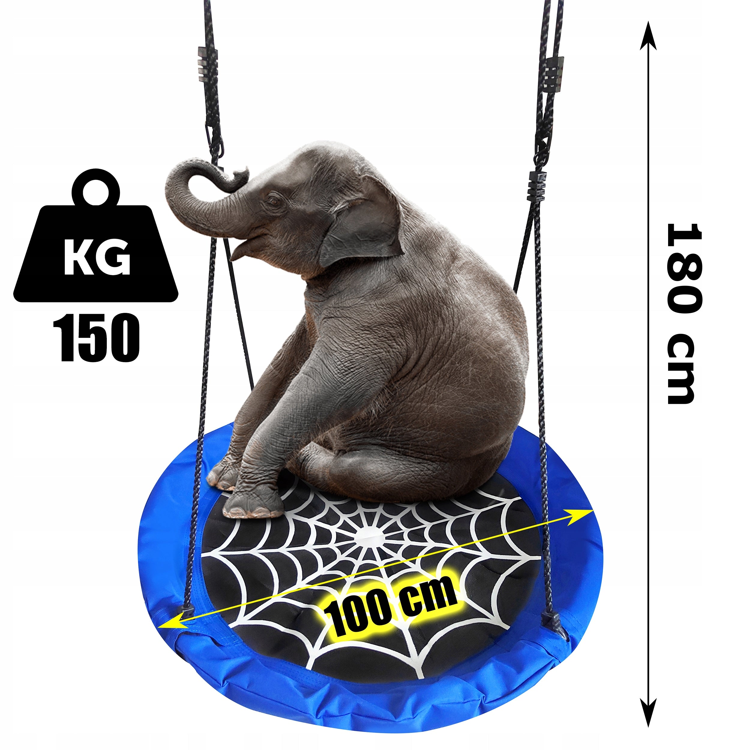 Leagan tip cuib Spider, 100cm, inaltime reglabila, 150 kg, Albastru Negru