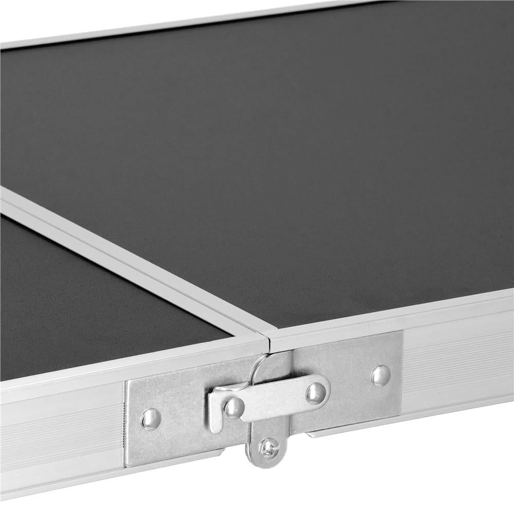 Masa camping pliabila cu spatiu depzoitare si cadru din aluminiu, blat MDF, 120x47x62/71cm, gri