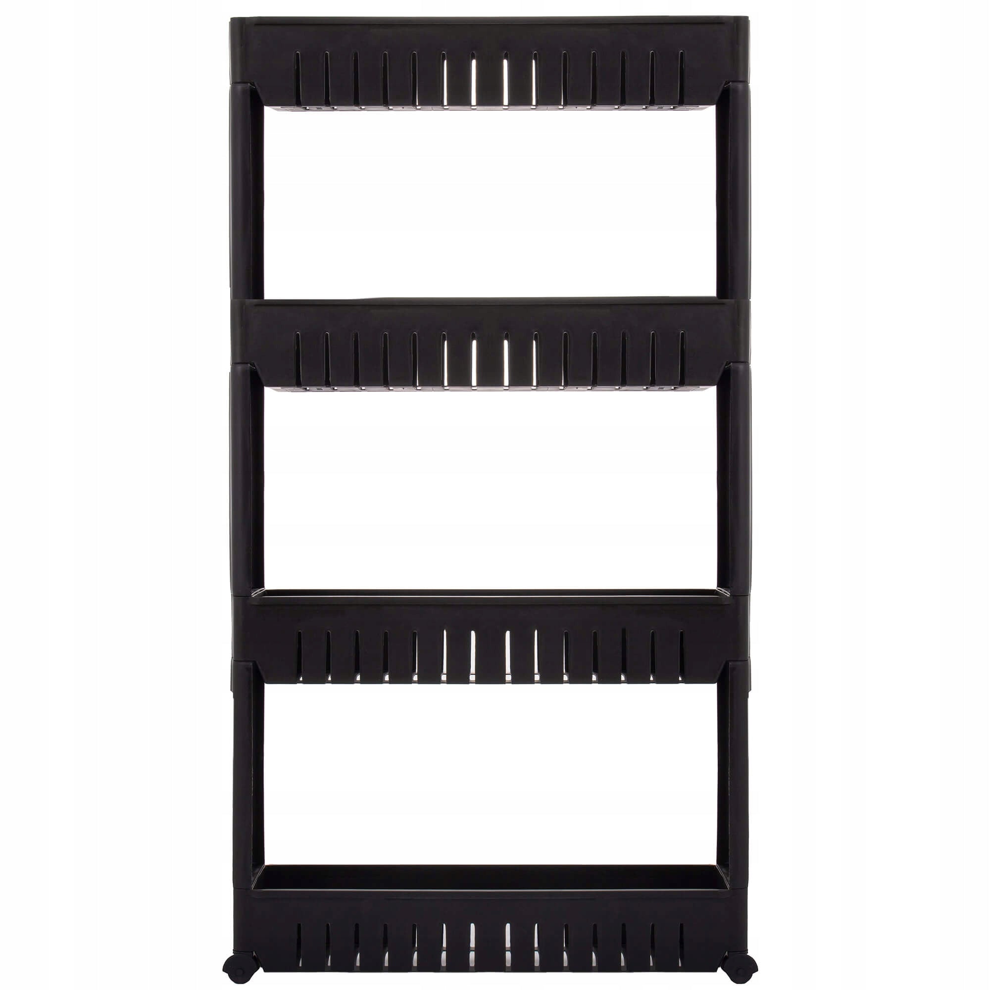 Sistem rafturi de depozitare Sersimo HA117 cu roti pentru bucatarie sau baie cu 4 polite, negru