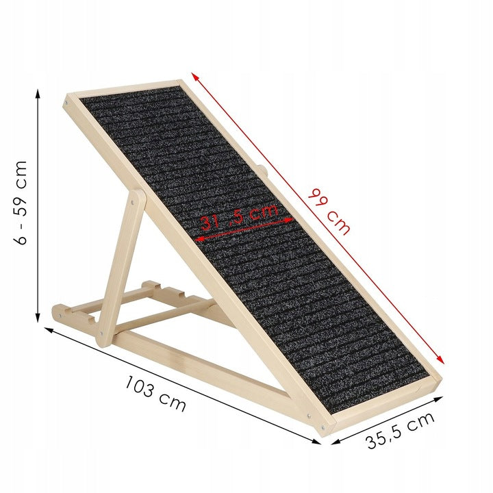 Rampa pentru caini si pisci cu 3 nivele de reglare 42-59cm, antiderapanta, lungime 103cm