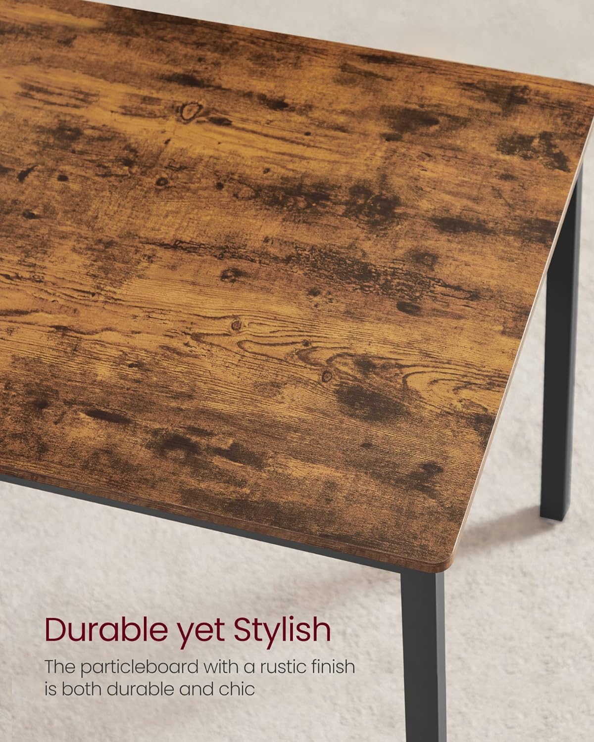 VASAGLE Masa de bar cu 2 banci, design industrial, 110x70x75 cm, maro rustic