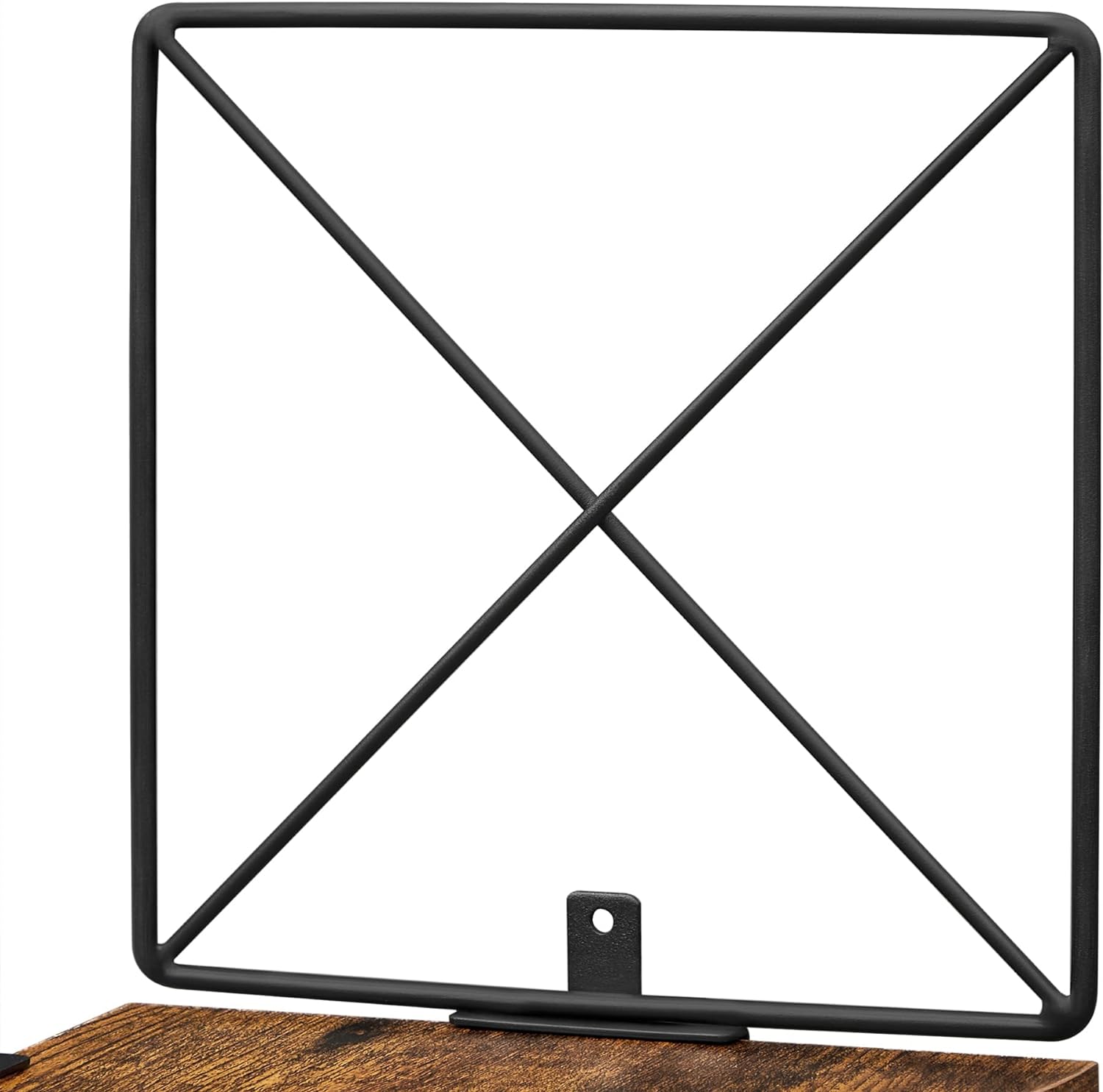 Raft de perete pentru colt, cadru otel cu 5 etaje din MDF, 20x20x128cm, maro rustic si negru