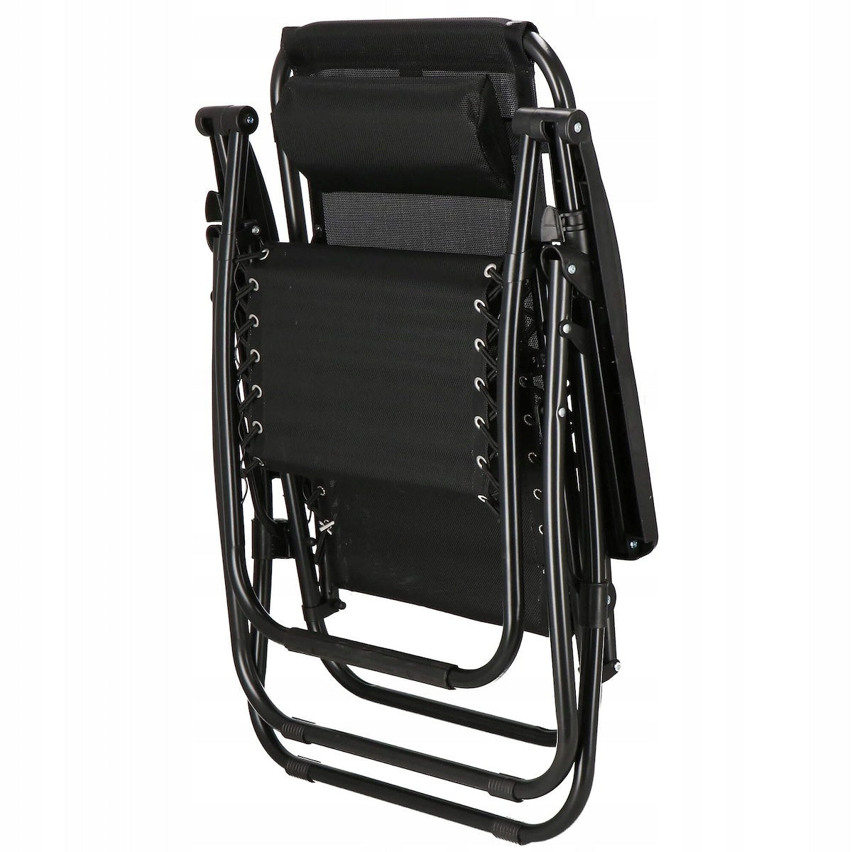 Sezlong scaun pliant plaja sau gradina, Siesta, gravitatie zero, cu tetiera, 175x67x110 cm, negru