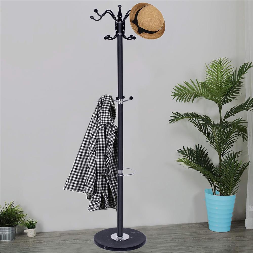 Cuier tip pom din metal Sersimo, 12 agatatoare, 174cm, negru