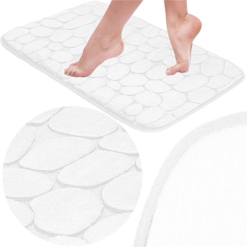 Covoras de baie antiderapant cu uscare rapida, 60x40 cm, alb