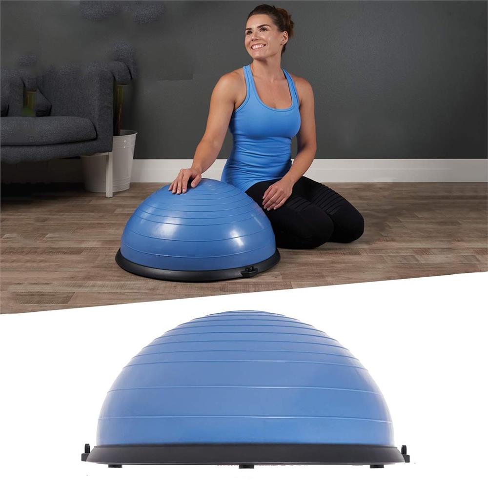 Minge fitness pentru echilibru, cu extensoare si pompa inclusa, 200kg, 57x25cm, albastru