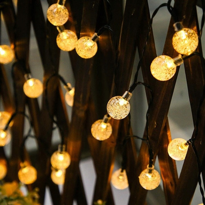 Ghirlanda luminoasa, LED, model Bubble, 50 becuri, 935cm, incarcare solara, lumina alb cald - 6