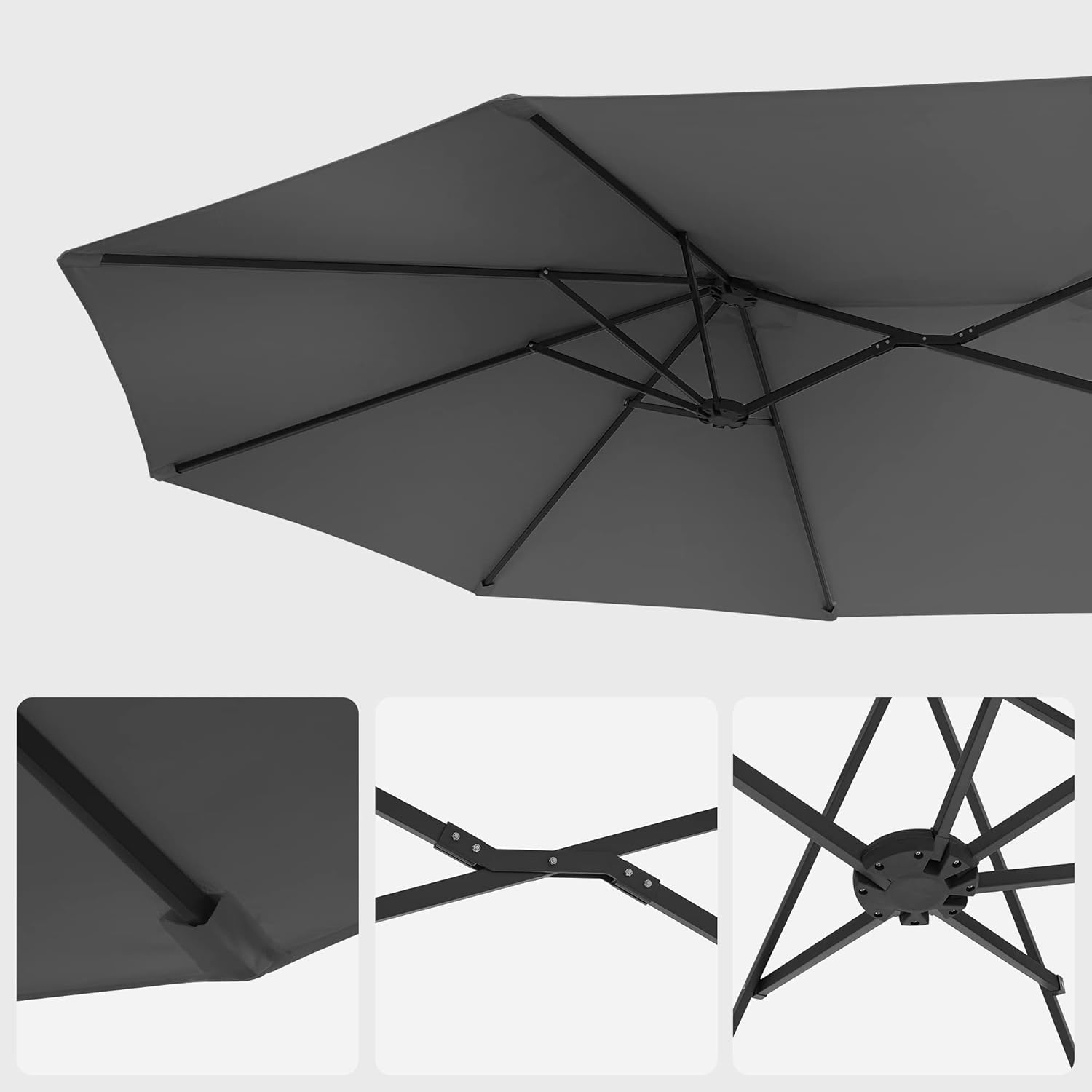 SONGMICS Umbrela de gradina dubla, cu manivela, 460 x 270 cm, gri