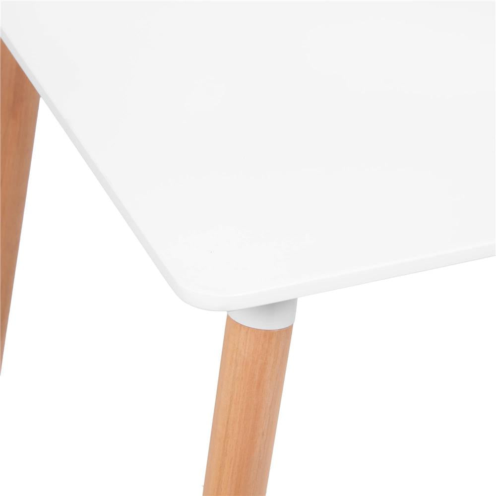 Masa dining bucatarie, dreptunghiulara, 120x80x74 cm, Blat MDF, Picioare lemn, Alb - 7