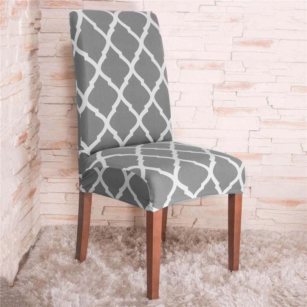 Husa universala pentru scaun, marime universala, poliester si spandex, 45 x 60 cm, gri alb