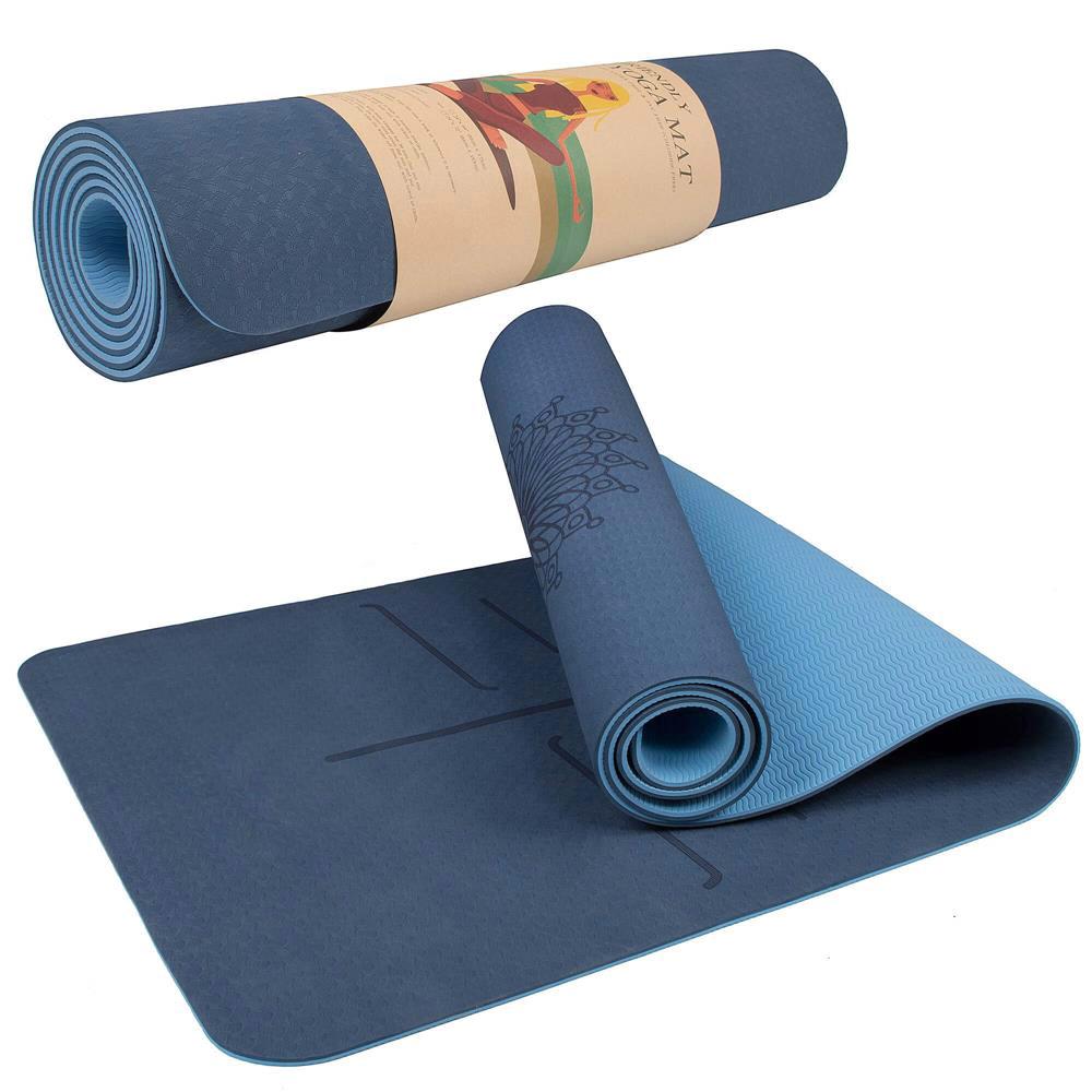 Saltea pentru antrenament, yoga, fitness, aerobic, pilates, exercitii la sol, 183x61cm, albastru