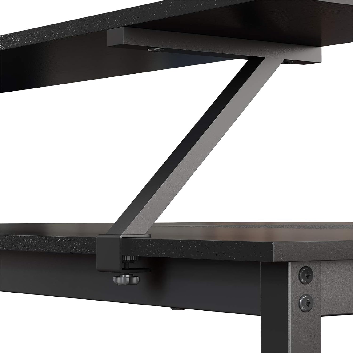 VASAGLE Birou in forma de L cu suport pentru monitor, cadru metalic, 140x130x76cm, negru