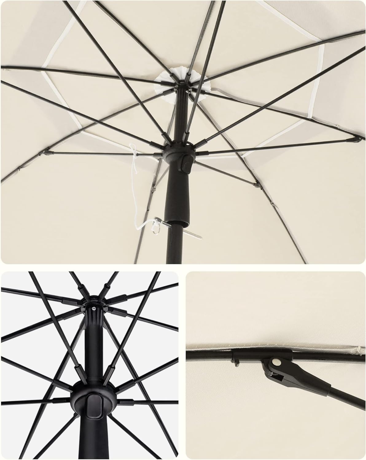 SONGMICS Umbrela terasa gradina sau plaja, cu inclinare, husa, diametru 200cm, bej