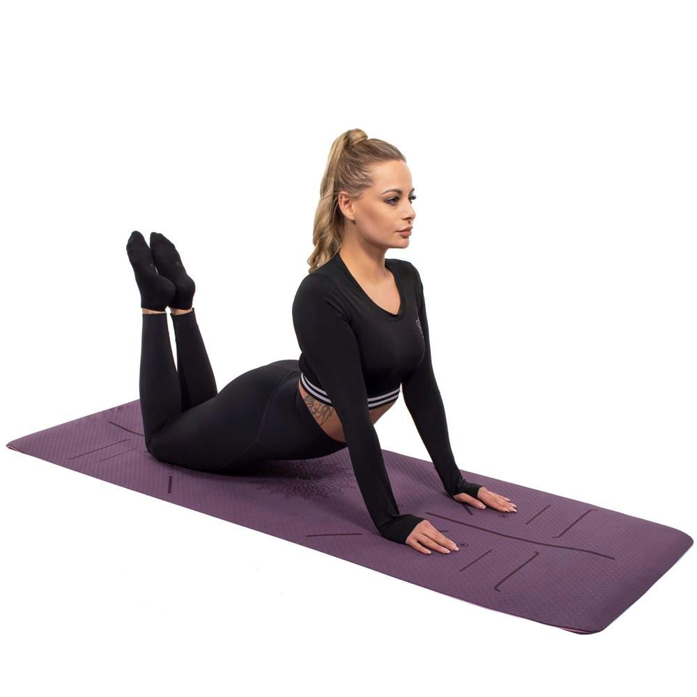 Saltea pentru antrenament, yoga, fitness, aerobic, pilates, exercitii la sol, 183x61cm, violet
