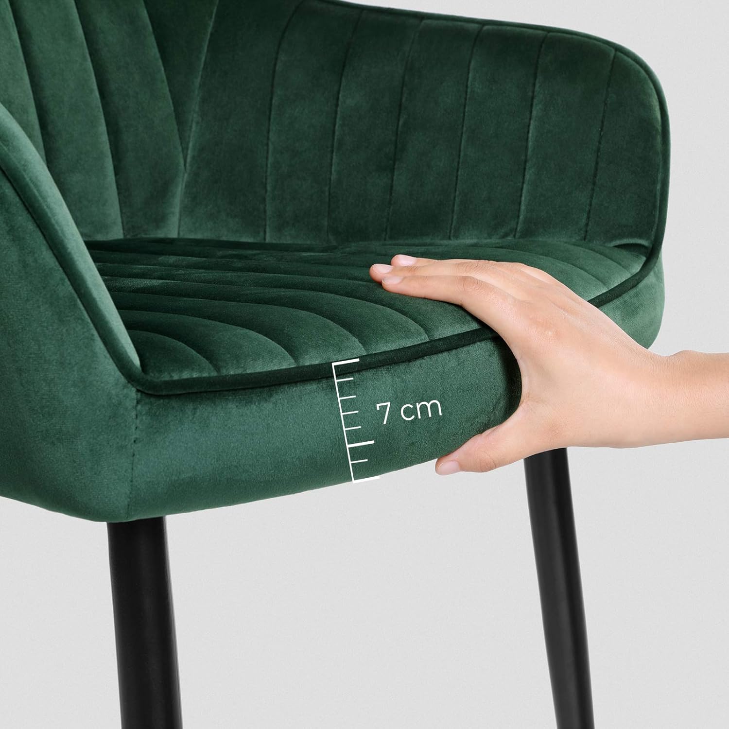 SONGMICS Scaun living tapitat din catifea cu cotiere, sarcina 120 kg, 63x60x85 cm, verde