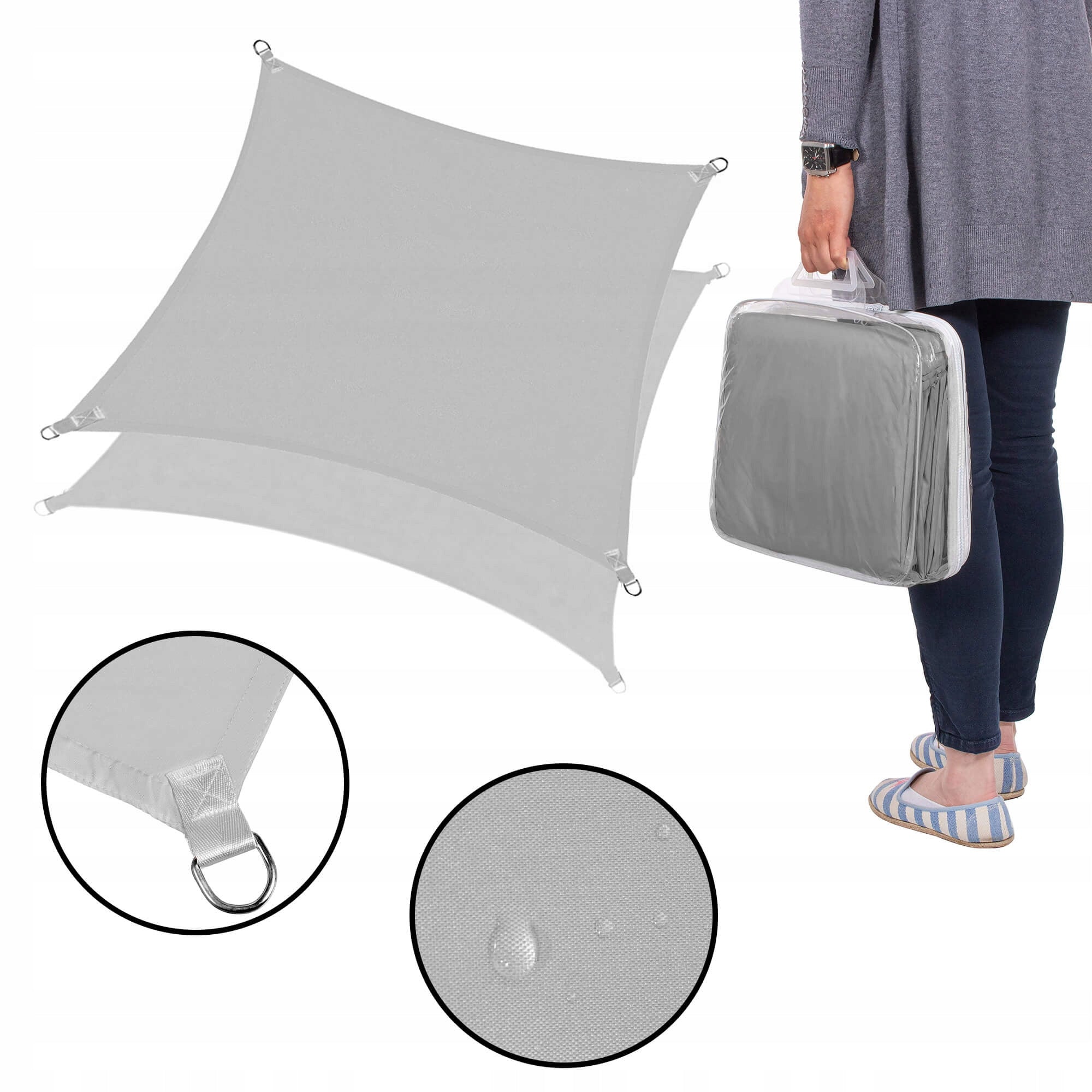 Copertina prelata de soare Sersimo SN144, patrata, impermeabila cu protectie UV, 4x4m, gri