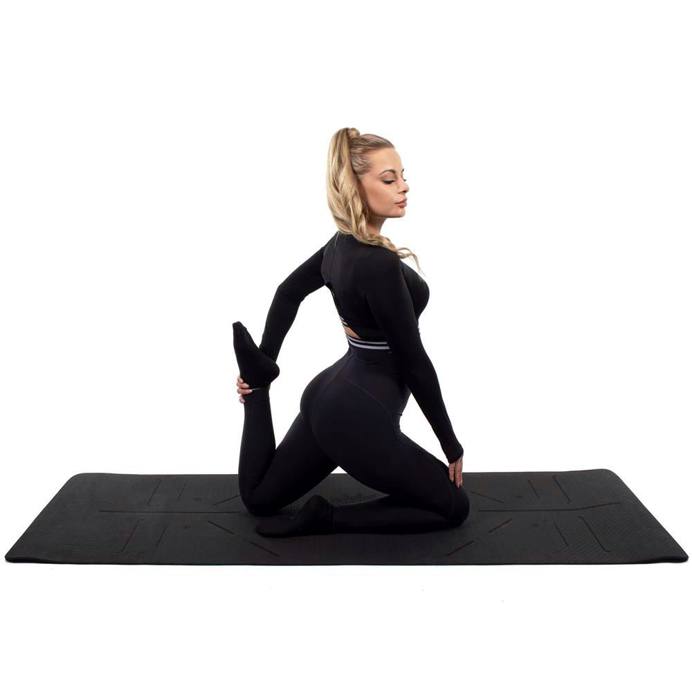 Saltea pentru antrenament, yoga, fitness, aerobic, pilates, exercitii la sol, 183x61cm, negru