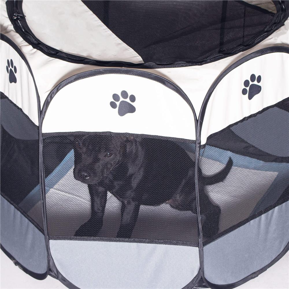 Tarc pliabil pentru animale de companie, diametru 114cm, gri crem