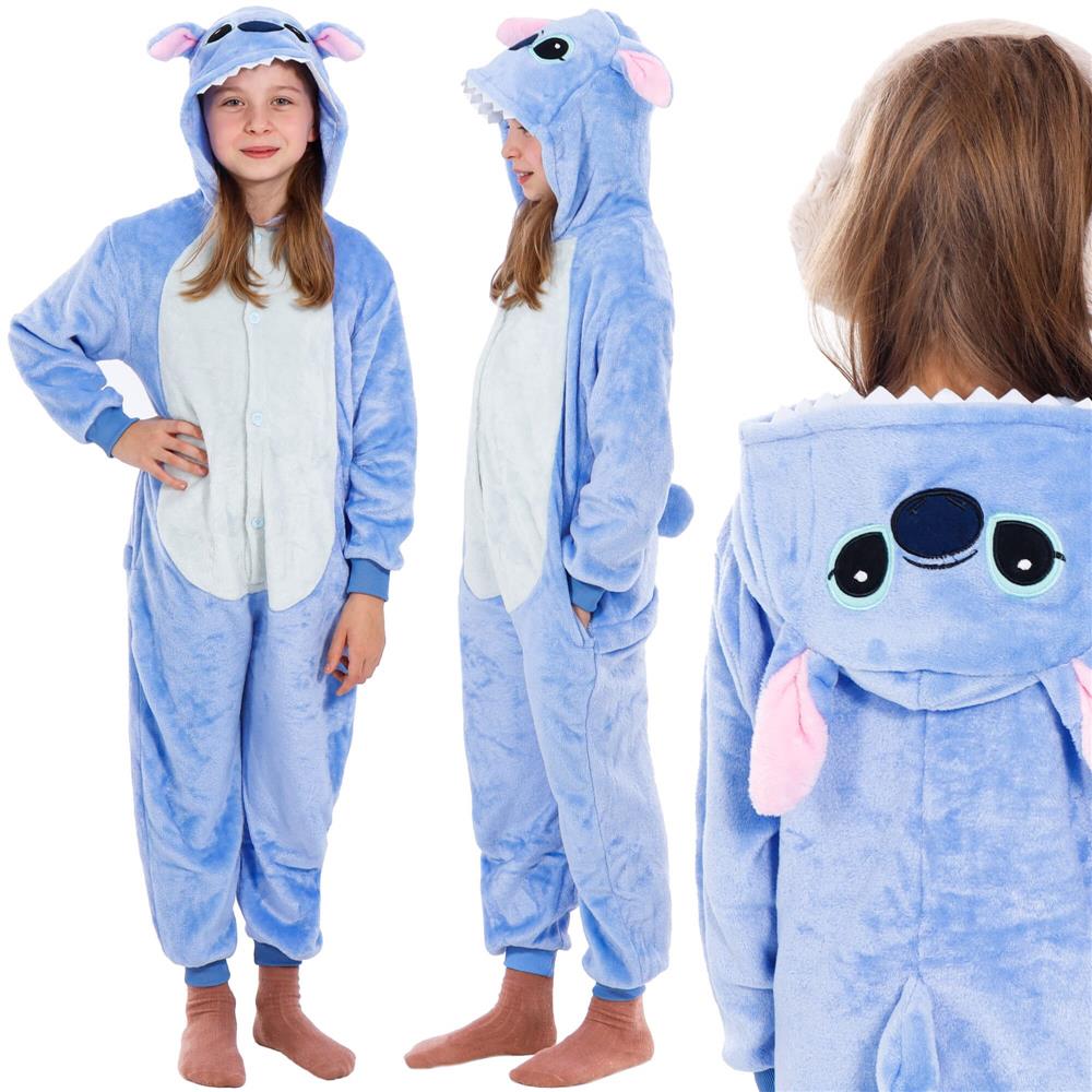 Pijama tip salopeta pentru copii, model stitch, marime 130-140cm