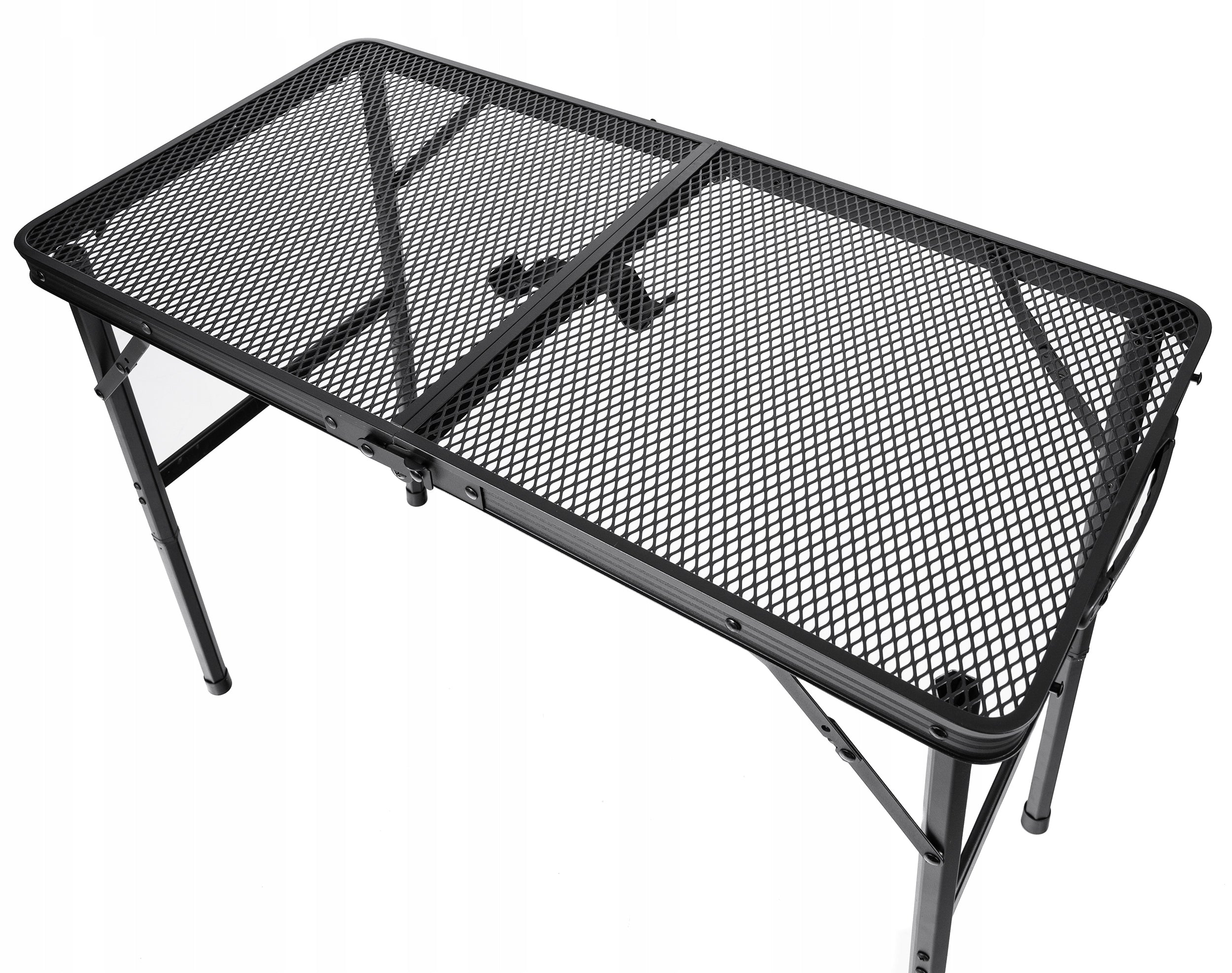 Masa pliabila metalica pentru gradina sau drumetie, 80x40x66cm, inaltime reglabila, neagra