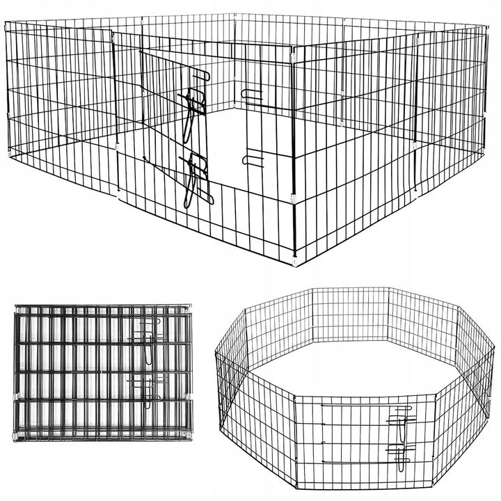 Tarc pentru animale de companie, din fier, forma configurabila, cu usa de acces, XL, 120x120x47cm, negru