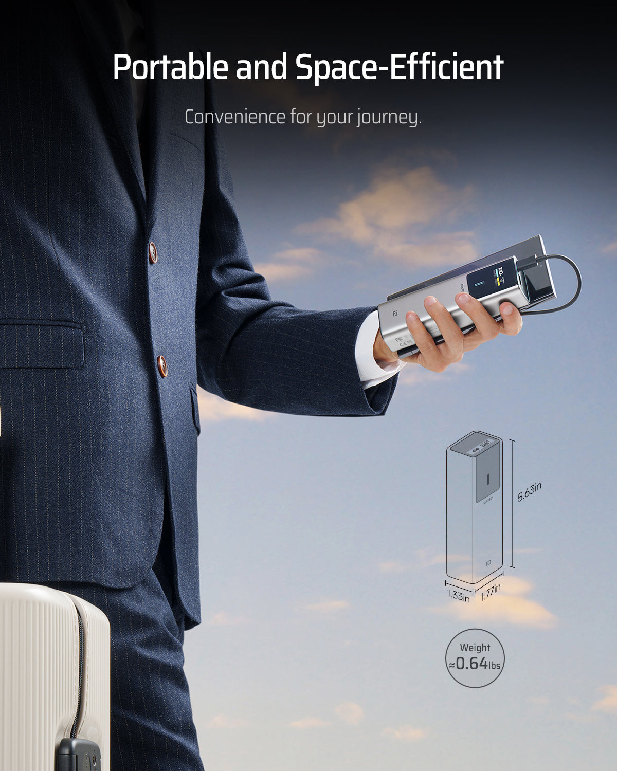 POWER BANK Cuktech P+ Series 1C1A, 10000mAh, 150W, 1 x USB; 1 x USB Type-C, digital display pt. status baterie, gri "CKPB100PGLBK"