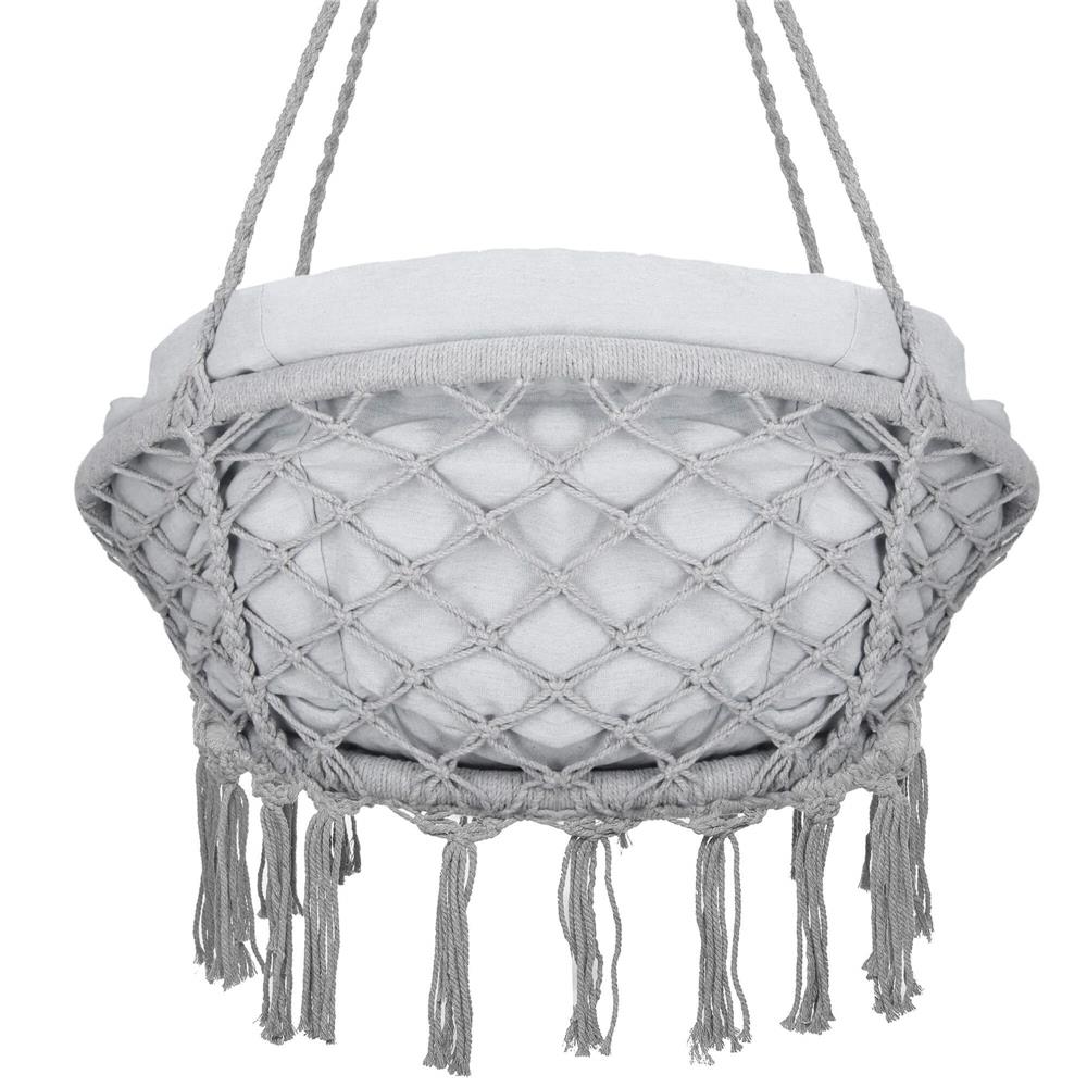 Scaun rotund tip leagan suspendat cu perna Confort Plus casa sau gradina, gri